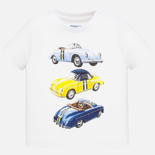T-Shirt Jungen Neugeborene Autos,Mayoral,1039,Weiss
