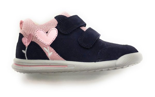 AVRILE MINI - Blau/Rosa Sneaker mit Klettverschluss|Herzchen|1-006369-8000