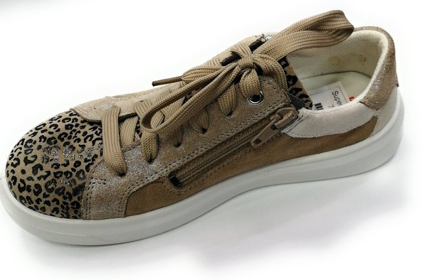 COSMO - Beige/Weiss Sneaker low mit Schnürung,Reissverschluss,Superfit,Animalprint,